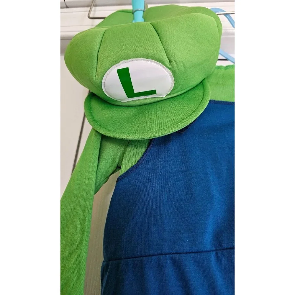 Super Mario Luigi Costume Toddler 2T Hat Gloves Plush Stuffed Bubble Belly Boys - Picture 3 of 8